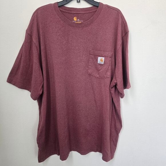 Carhartt Men 2XL Short Sleeve Pocket Shirt Heather Red Original Fit Cotton Blend - Picture 12 of 14